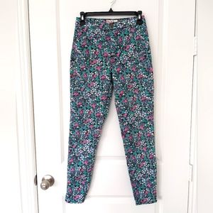 SO Heritage Black Teal Pink Purple White Floral Juniors Size 5 Jeggings Jeans